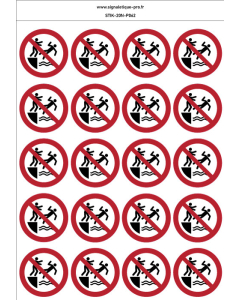 Autocollants  Ne pas pousser les personnes à l’eau - P062 norme iso 7010 – par Lot de 20