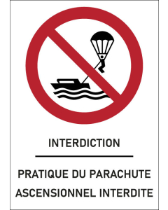 Panneau Pratique du parachute ascensionnel interdite