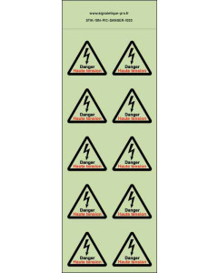 Panneau Autocollants photoluminescents Danger de mort haute tension – 10Ph