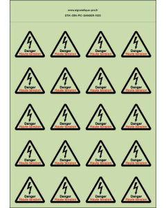 Panneau Autocollants photoluminescents Danger de mort haute tension – 20Ph
