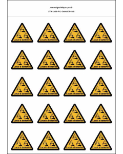 Panneau Autocollants Danger local à batteries – 20N