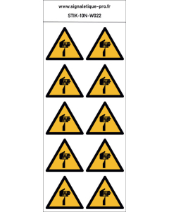 Panneau Éléments pointus, risque de coupure de la main – 10N