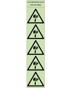 Autocollants photoluminescents Éléments pointus, risque de coupure de la main 5Ph