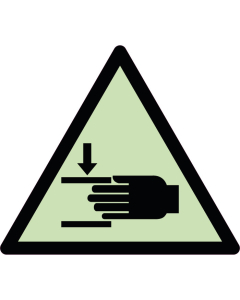 Panneau de danger écrasement des mains photoluminescent