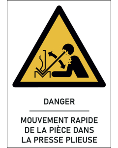 Panneau  mouvement rapide de la pièce dans la presse plieuse 