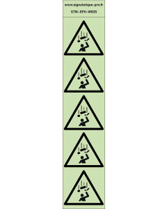 Autocollants photoluminescents Chute d'objets 5Ph