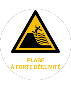Panneau pictogramme Plage à forte déclivité
