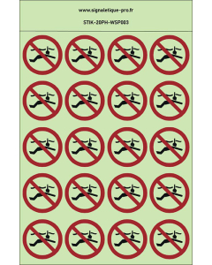 Autocollants photoluminescents Pas de plongée en apnée 20Ph