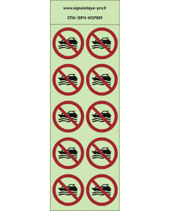 Autocollants photoluminescents Pas de bateau à moteur 10Ph
