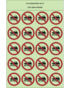 Autocollants photoluminescents Pas de bateau à moteur 20Ph