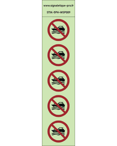 Autocollants photoluminescents Pas de bateau à moteur 5Ph