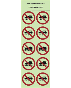 Autocollants photoluminescents Pas de jet ski 10Ph