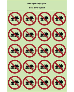 Autocollants photoluminescents Pas de jet ski 20Ph