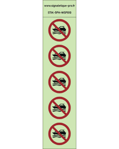 Autocollants photoluminescents Pas de jet ski 5Ph