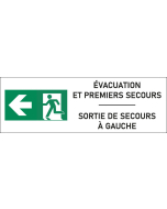 Signalétique évacuation Sortie de secours à gauche - format rectangle