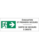Signalétique évacuation Sortie de secours à droite - format rectangle
