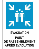 Panneau Point de rassemblement après évacuation bleu
