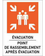 Panneau Point de rassemblement après évacuation orange
