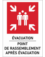 Panneau Point de rassemblement après évacuation rouge
