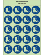Autocollants photoluminescents Protection obligatoire des pieds (chaussure de sécurité) 20ph