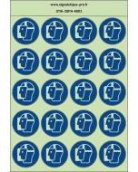 Autocollants photoluminescents Protection obligatoire du visage (visière de protection) 20Ph