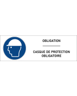 Signalétique casque de protection obligatoire - format rectangle