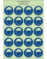 Autocollants photoluminescents Casque de protection obligatoire 20Ph