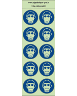 Autocollants photoluminescents Protection obligatoire des voies respiratoires 10Ph