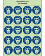 Autocollants photoluminescents Protection obligatoire des voies respiratoires 20Ph