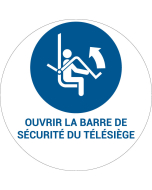 Panneau pictogramme Ouvrir la barre de sécurité du télésiège
