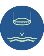Panneau d' obligation abaisser l'embarcation de sauvetage à l'eau lors de son lancement photoluminescent