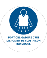 Panneau pictogramme Port obligatoire d’un dispositif de flottaison individuel
