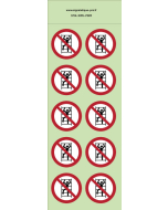 Autocollants photoluminescents  Escalade interdite  - P009  norme iso 7010 – par Lot de 10