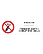 Signalétique interdiction d'activer des téléphones mobiles