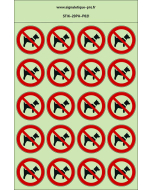 Autocollants photoluminescents Interdit aux chiens 20Ph