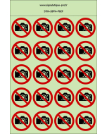 Autocollants photoluminescents Interdiction de photographier  20Ph