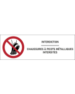 Signalétique Chaussures à picots métalliques interdites - format rectangle