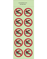 Autocollants photoluminescents   Baignade interdite  - P049  norme iso 7010 – par Lot de 10