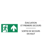 Signalétique évacuation Sortie de secours vers le haut - format rectangle