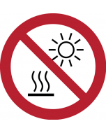 Pictogramme Ne pas exposer à la lumière directe du soleil ni à une surface chaude