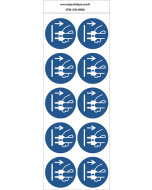 Panneau Autocollant D'Obligation - Débrancher la Prise D´Alimentation du  Secteur Diamètre 5 cm