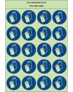 Autocollants photoluminescents Protection obligatoire des mains-gants de protection 20Ph