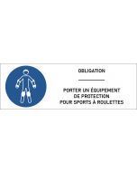 Signalétique obligation porter un équipement de protection pour sports à roulettes 