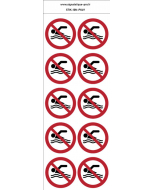 Autocollants Baignade interdite - P049 norme iso 7010 – par Lot de 10