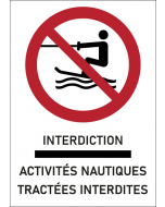 Panneau Activités nautiques tractées interdites