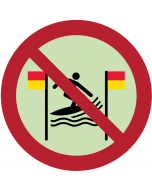 Panneau Pratique du surf interdite entre les drapeaux rouges et jaunes photoluminescent