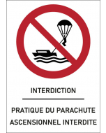 Panneau Pratique du parachute ascensionnel interdite