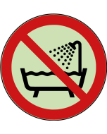 Panneau interdit d’utiliser ce dispositif dans une baignoire, une douche ou dans un réservoir rempli d'eau photoluminescent