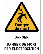 Panneau Danger de mort par électrocution format A