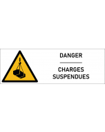 Signalétique danger charges suspendues